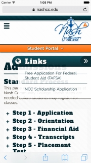 Nash Admissions Mobile Links